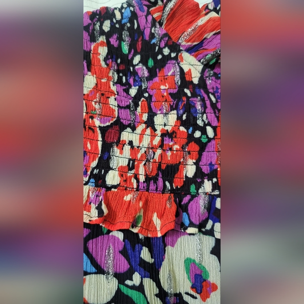 J. CREW Smocked popover Floral Blouse Size Small EUC - Picture 7 of 16